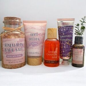 Bath & Body Bundle - Bath Salts, Foot Lotion, Shower Gel, Hand Cream & Rose Oil